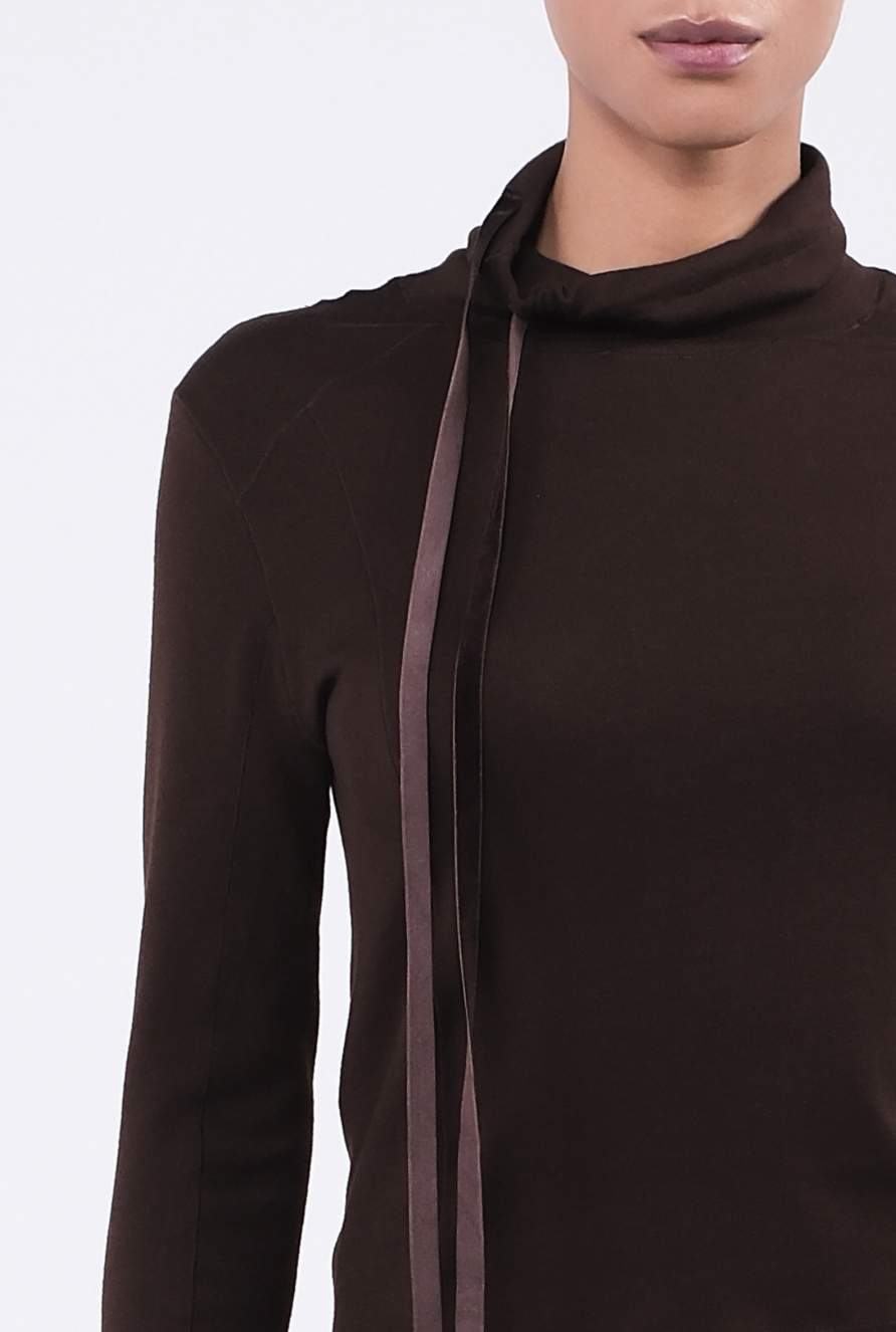 TL132 L/SLEEVE MOCKNECK T-SHIRT BROWN サイズ: S/M