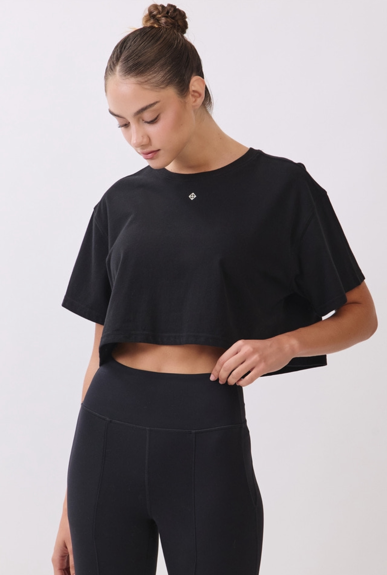 TS113 BRUSHED CROP T-SHIRT BLACK サイズ: F