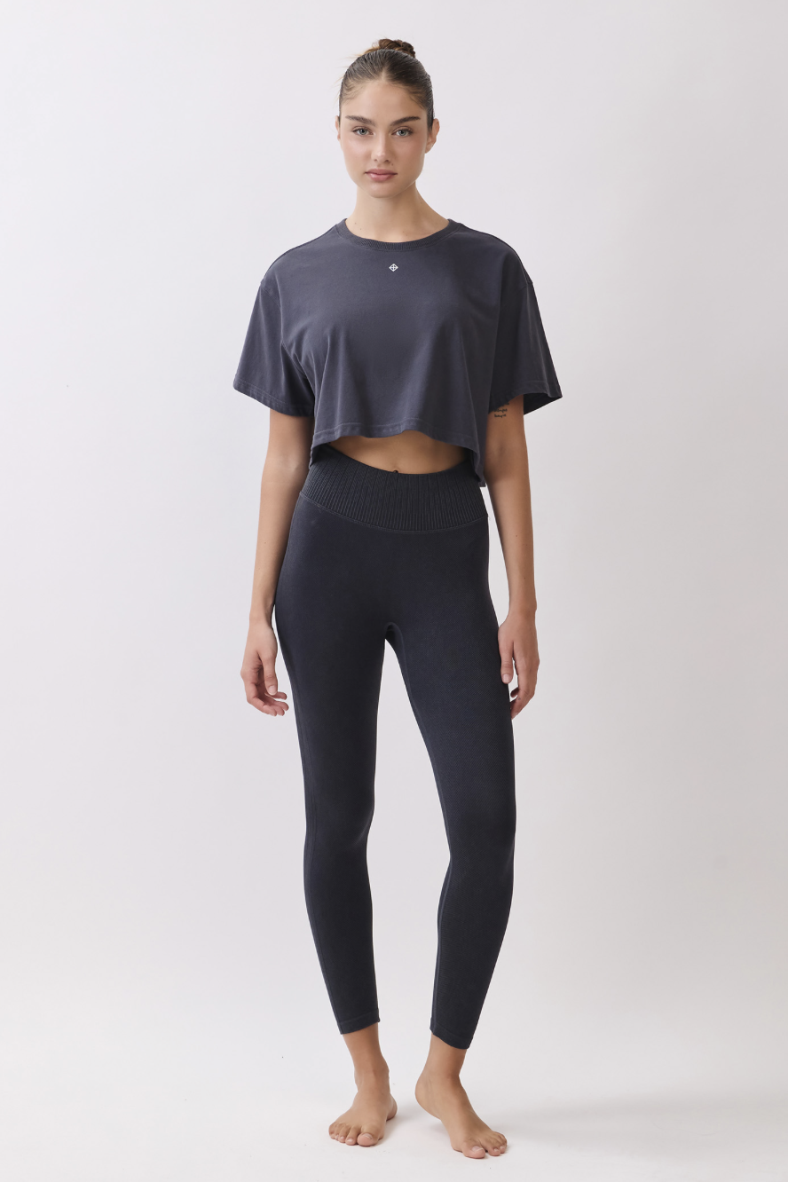 TS113 BRUSHED CROP T-SHIRT CHARCOAL サイズ: F