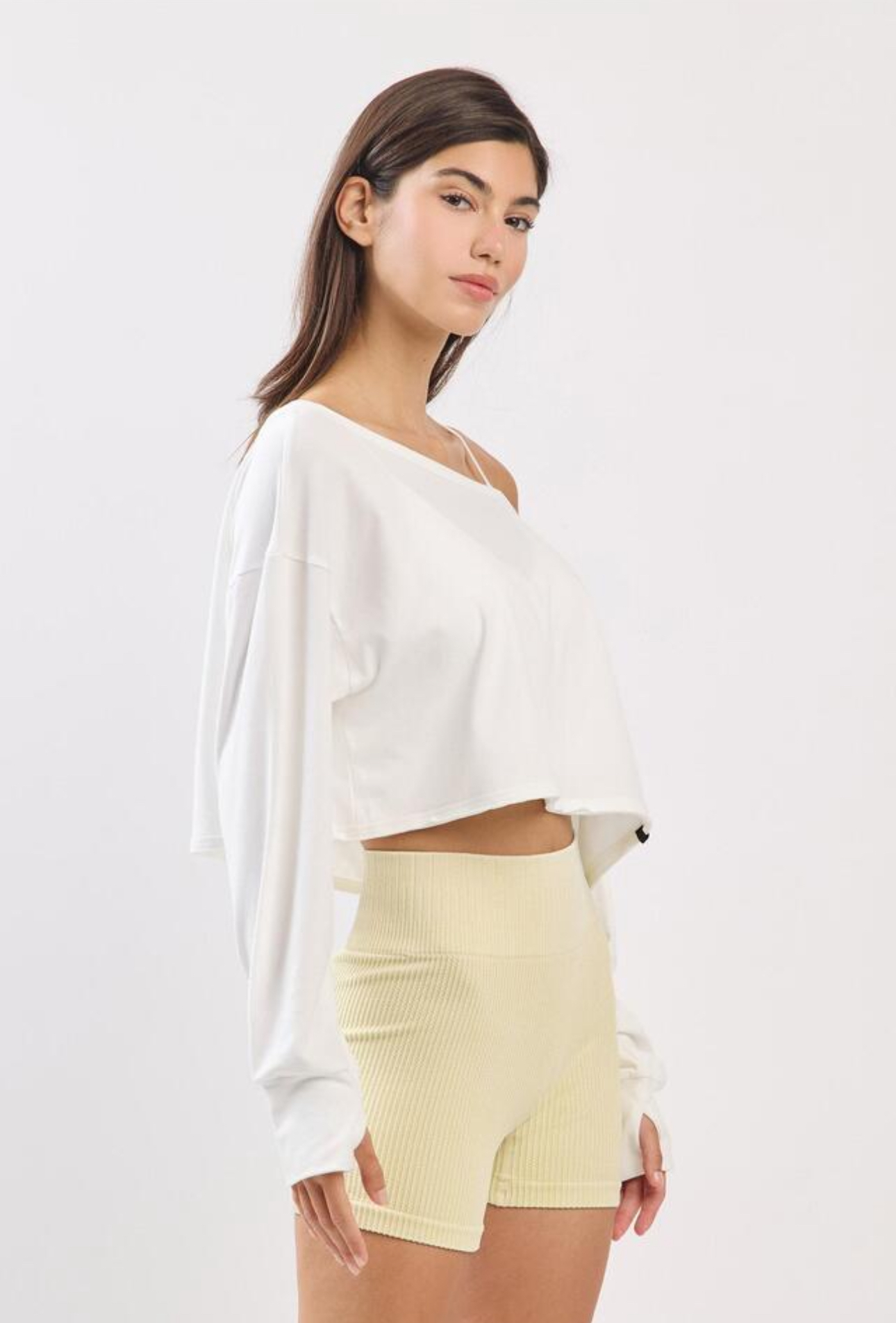 TL128 CROP MESH L/S TOP IVORY サイズ: ONESIZE