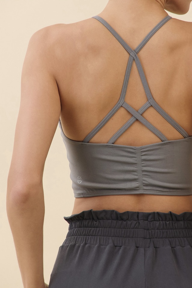 TB045 HALTER DRAPE TANKTOP CHARCOAL SOLID サイズ: S/M