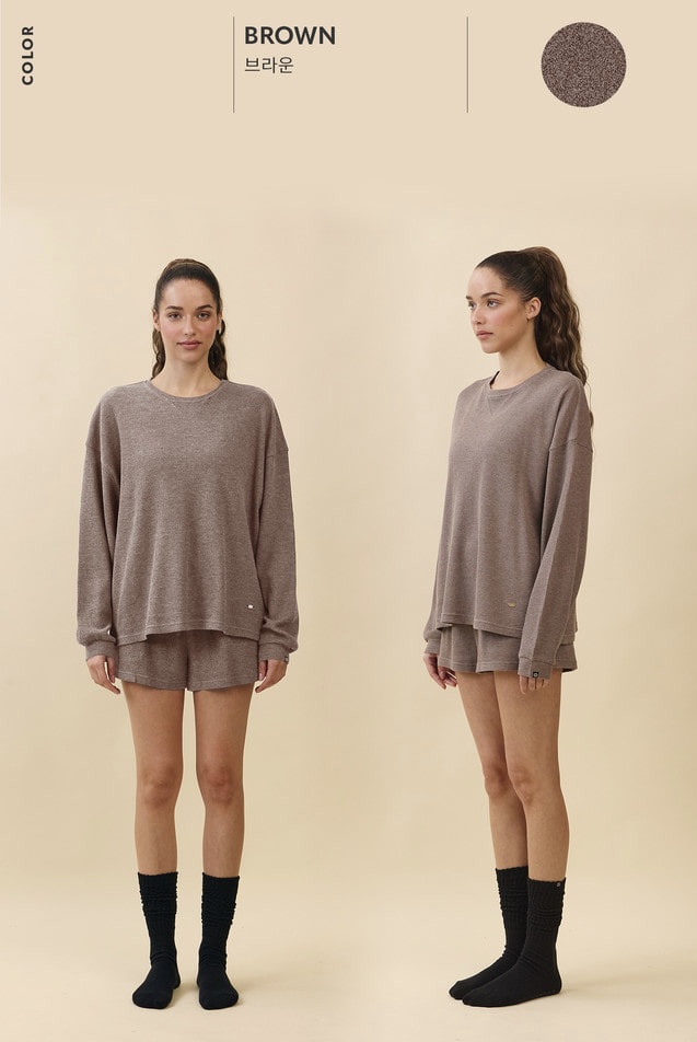 TL138 SOFT WAFFLE LONG TEE BROWN SOLID サイズ: ONESIZE