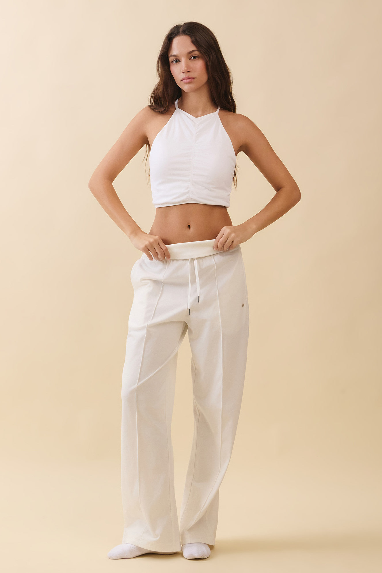 PJ482 SOFT WAIST PINTUCK PANTS EHITE SOLID サイズ: SS