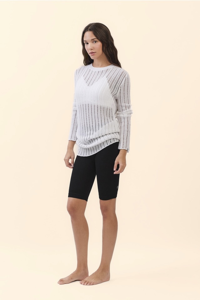 SP205 SHEER COVER-UP KNIT WHITE SOLID サイズ: F