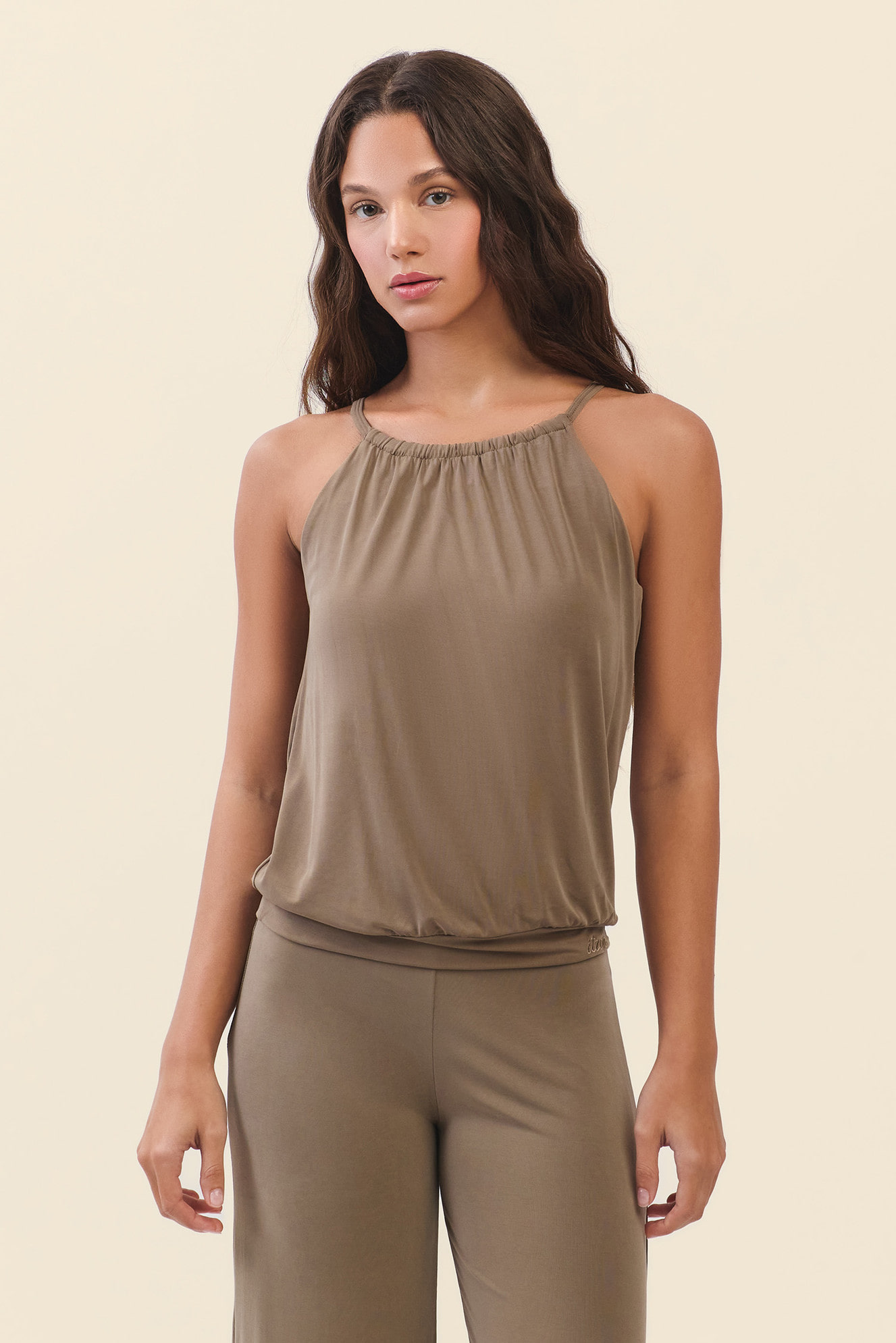 TT032 RELAX HALTER TANKTOP MILK CHOCOLATE  SOLID サイズ: SS