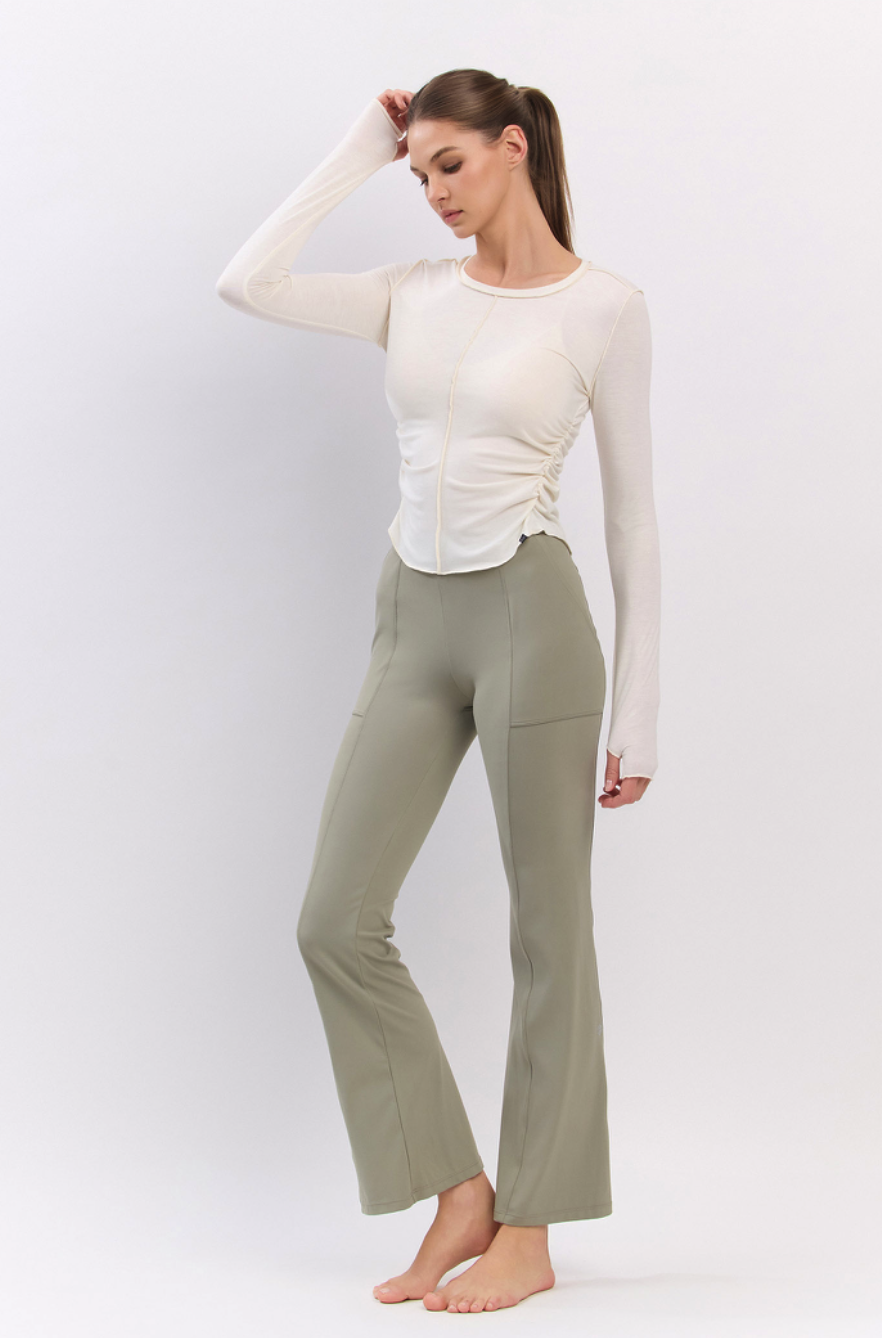 PL408 SLIT BOOT-CUT PANTS GRAY サイズ: S/M