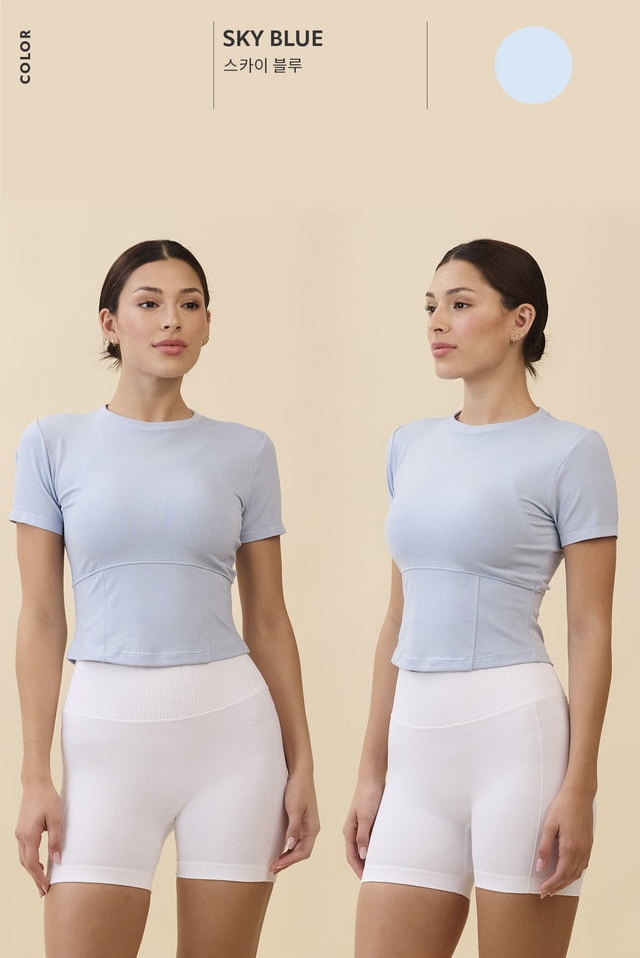 TS121 ESSENTIAL SLIM SHORT TEE　SKY BLUE SOLID サイズ: S/M