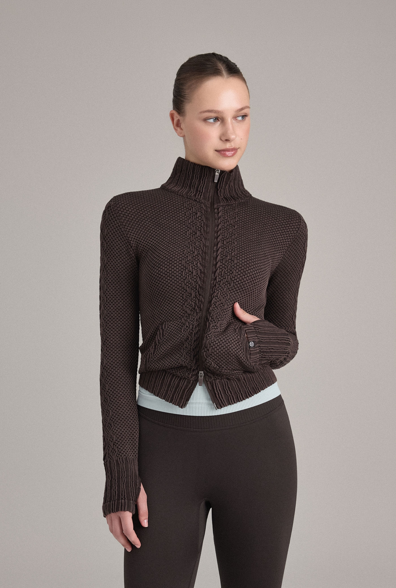 TZ151 SPONGE ZIP-UP BROWN FADE