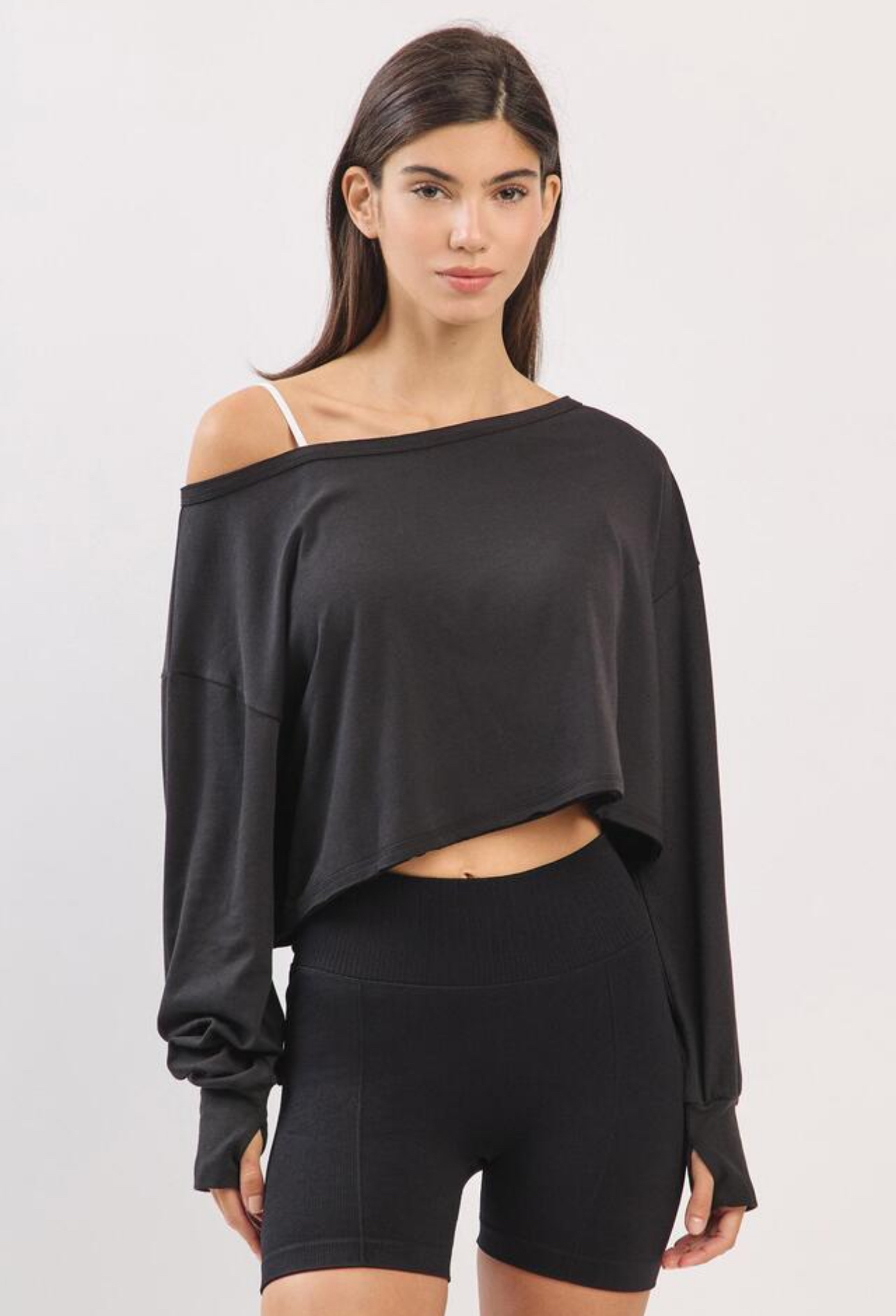 TL128 CROP MESH L/S TOP BLACK サイズ: ONESIZE