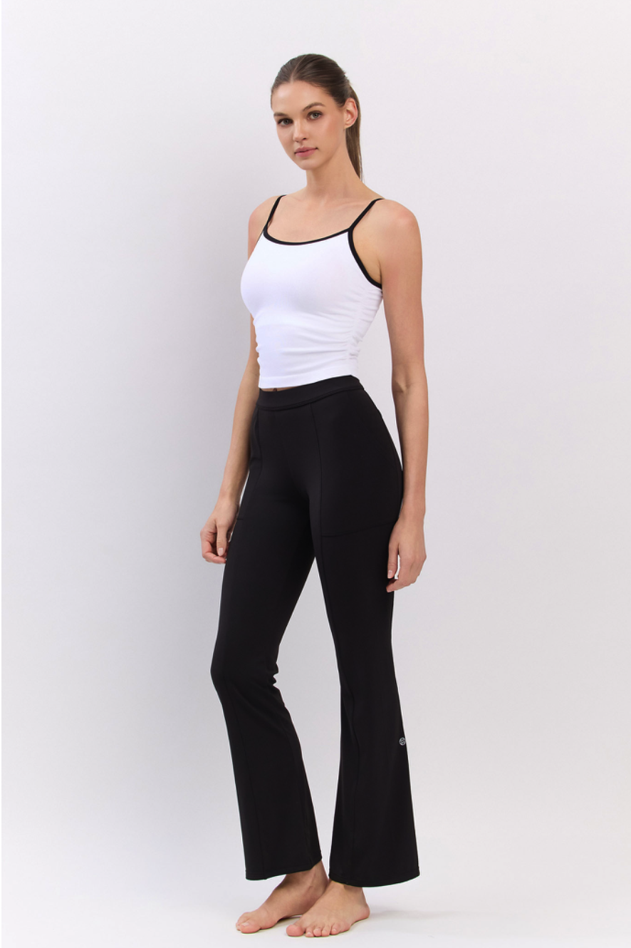 PL408 SLIT BOOT-CUT PANTS BLACK サイズ: S/M