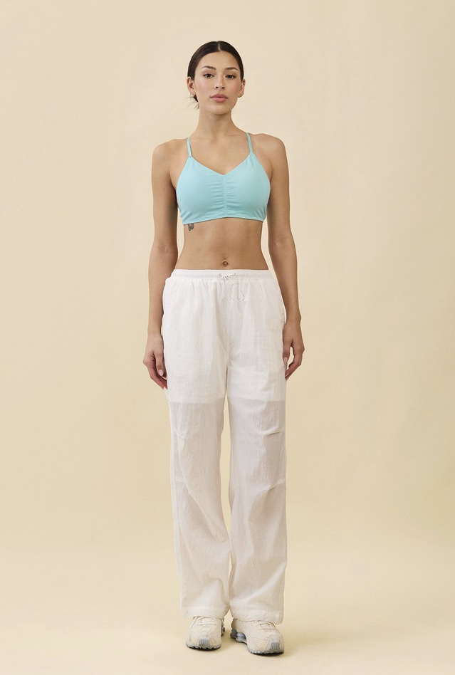 TB014 SHIRRED CROSS-BACK BRA TOP MINT SOLID サイズ: S/M