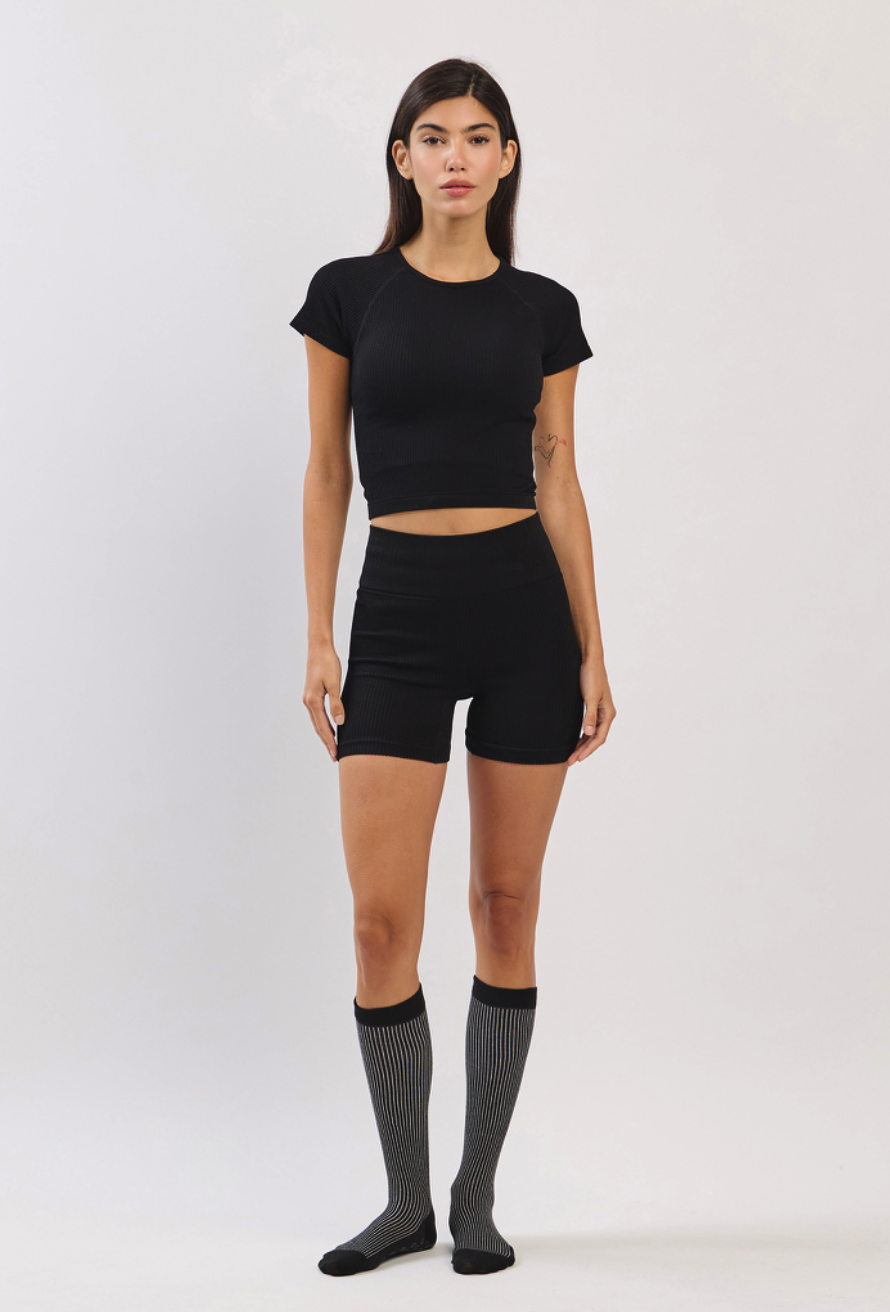 TS006 WAFFLE TOP BLACK サイズ: S/M
