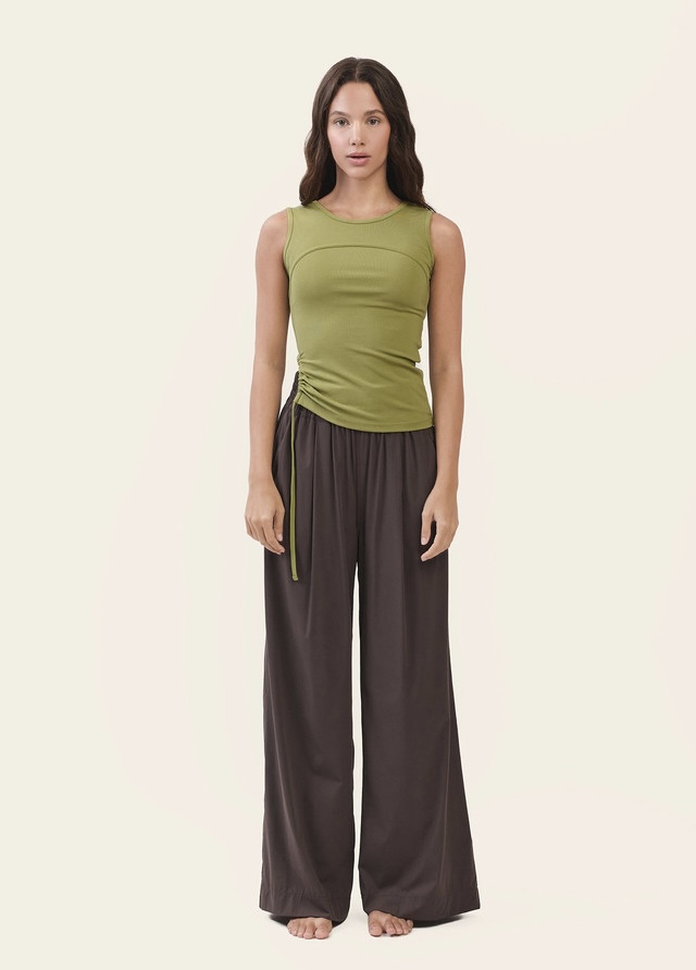 PT434 WOVEN WIDE PANTS CHOCOLATE SOLID サイズ: SS
