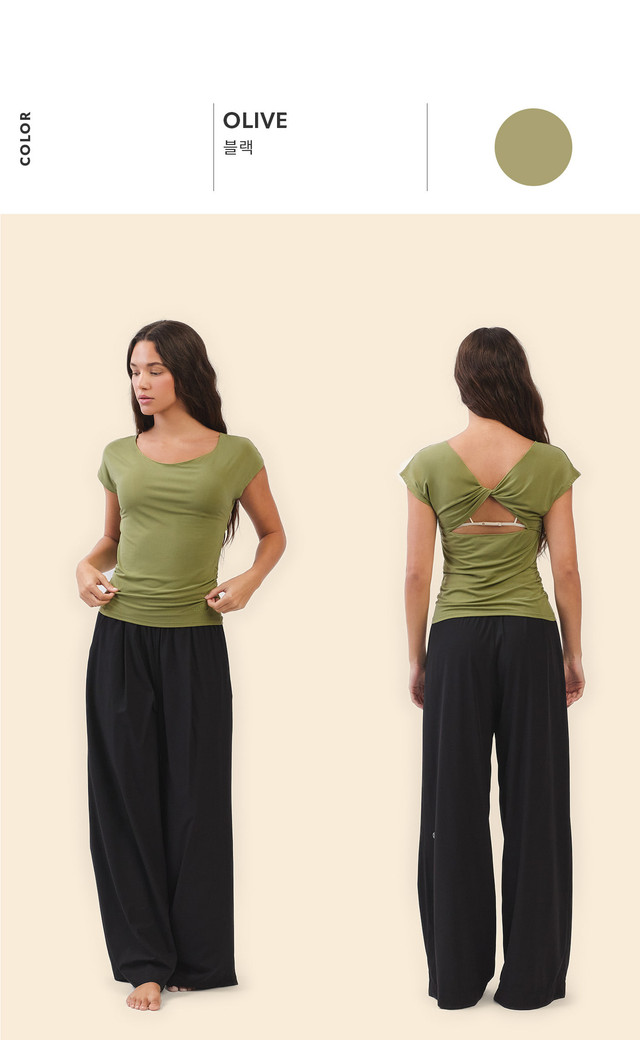 TS125 CONTOUR SHIRRING SLEEVELESS OLIVE SOLID サイズ: SS