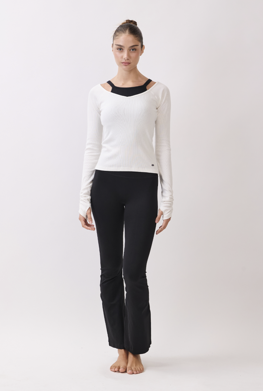 TL134 RIBBED L/SLEEVE T-SHIRT WHITE サイズ: S/M