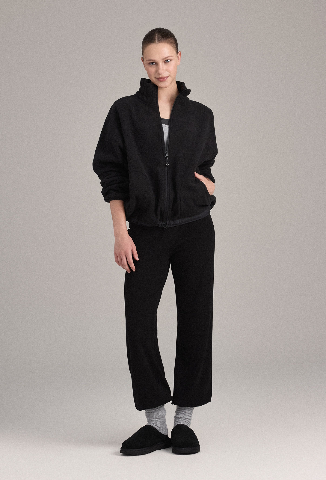 PL455 MICRO STRAIGHT-LEG PANTS BLACKSOLID サイズ: SS