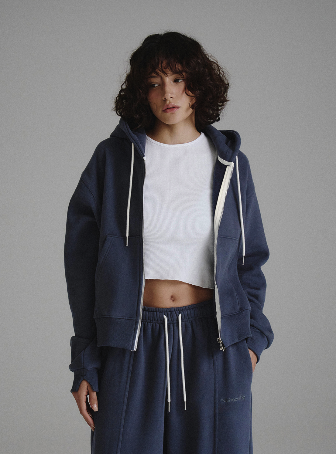 Sage zip-up hoodie_Soft navy