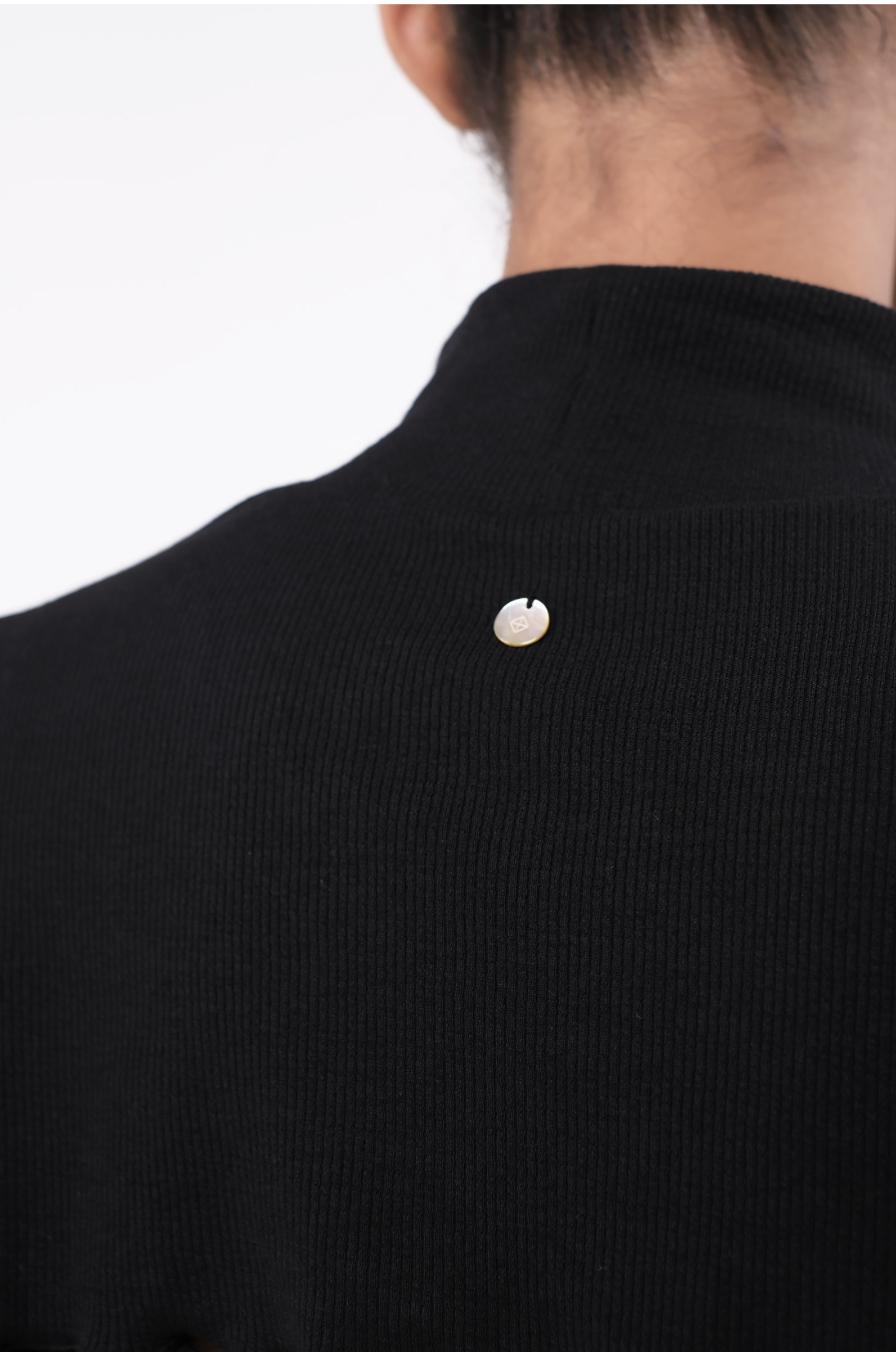 SP216 TURTLE NECK KNIT BOLERO COMBI BLACK サイズ: F