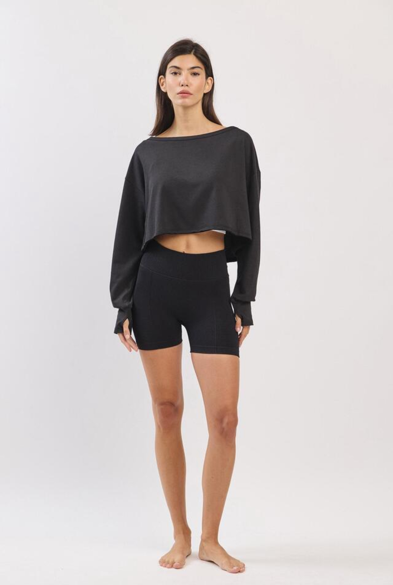 TL128 CROP MESH L/S TOP BLACK サイズ: ONESIZE