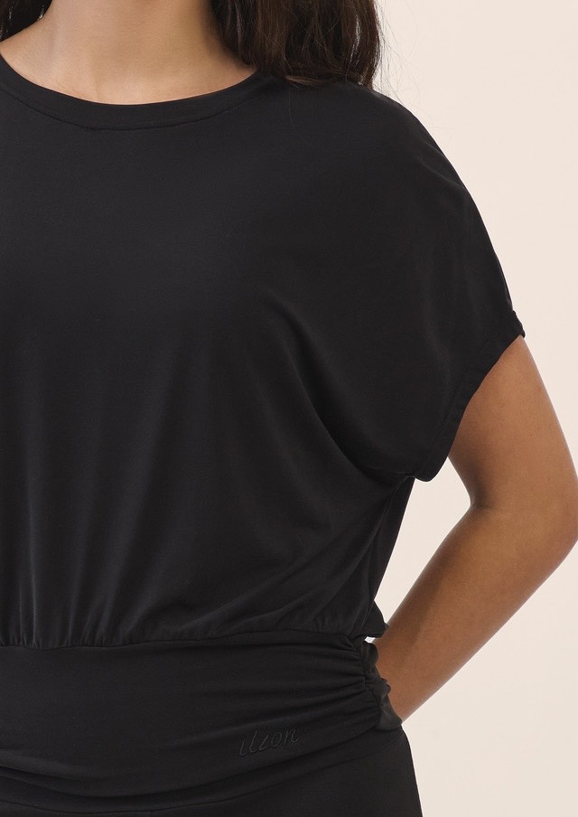 TS124 SHAPE BANDING CROP TEE BLACK SOLID サイズ: SS