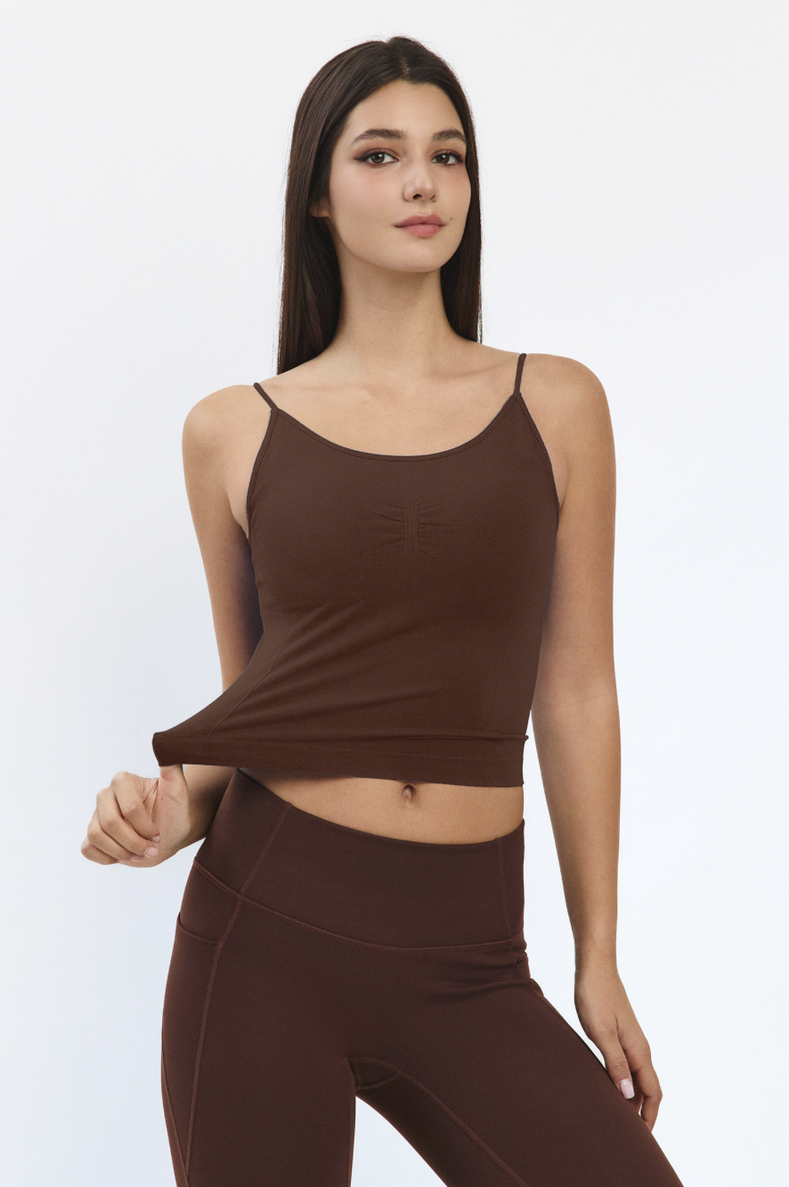 TT024 SEAMLESS TANKTOP BROWN サイズ: S/M