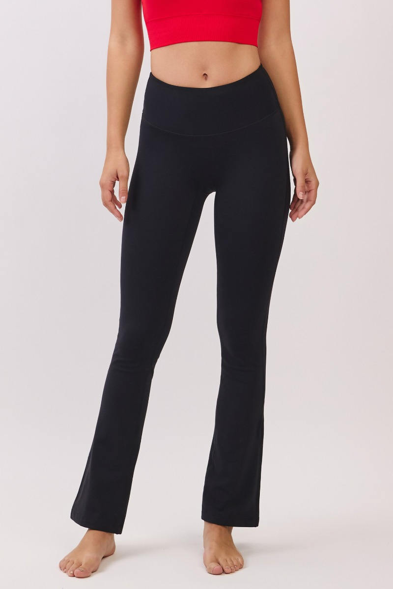 PL414 JERSEY FLARE-FIT LEGGINGS(SHORT) BLACK