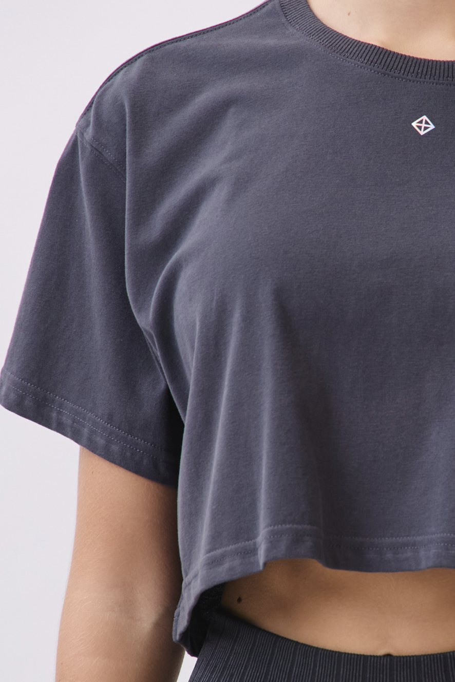 TS113 BRUSHED CROP T-SHIRT CHARCOAL サイズ: F