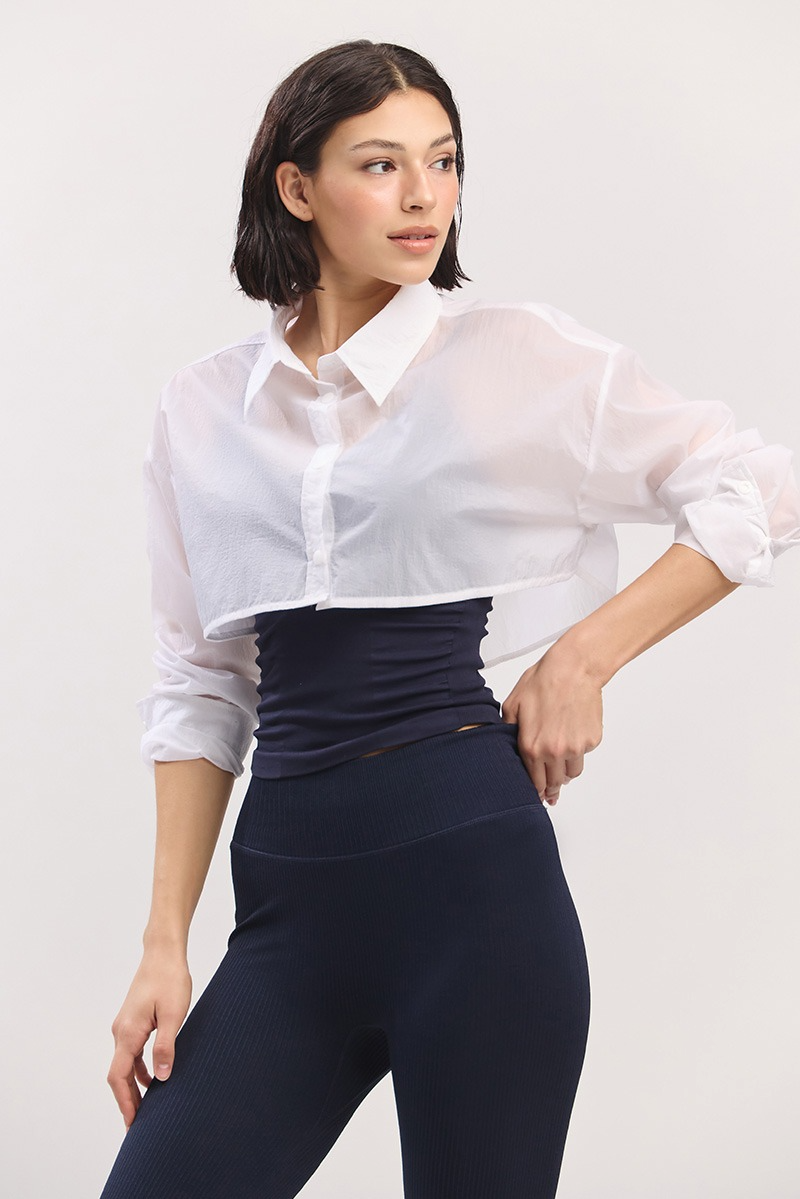 ST182 NYLON CROP SHIRT WHITE