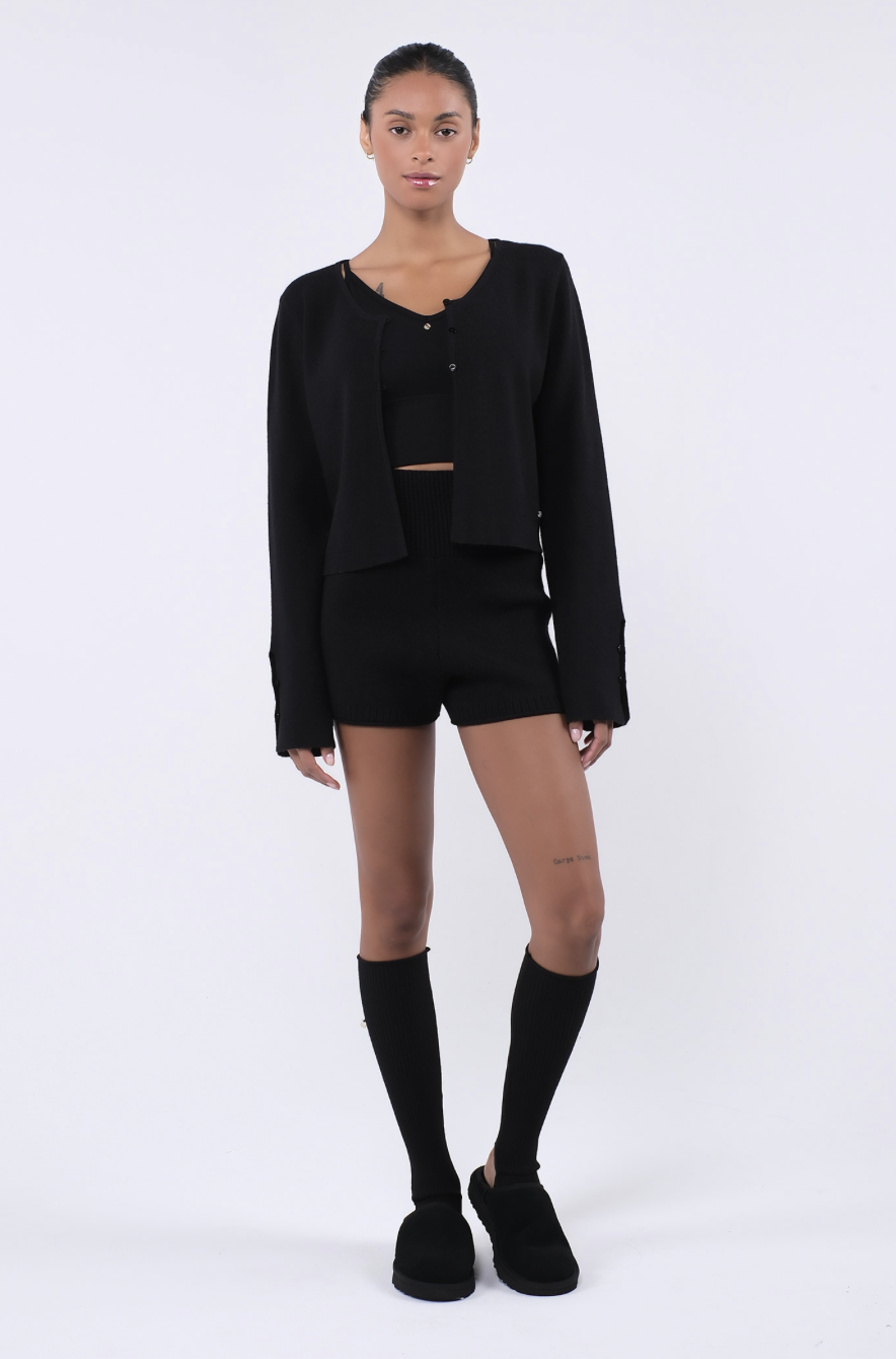 SC244 STRAP CARDIGAN BLACK サイズ: F