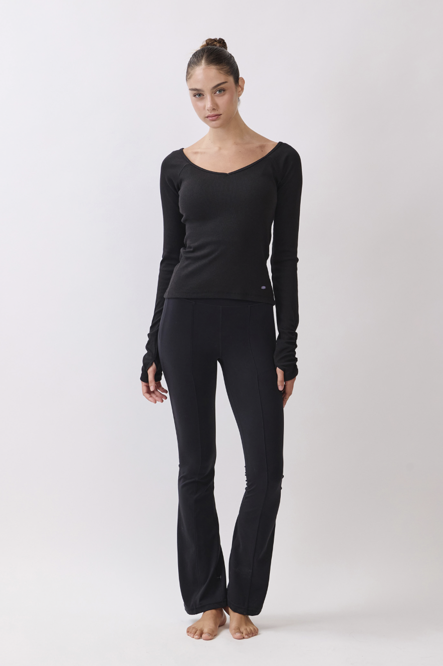 TL134 RIBBED L/SLEEVE T-SHIRT BLACK サイズ: S/M