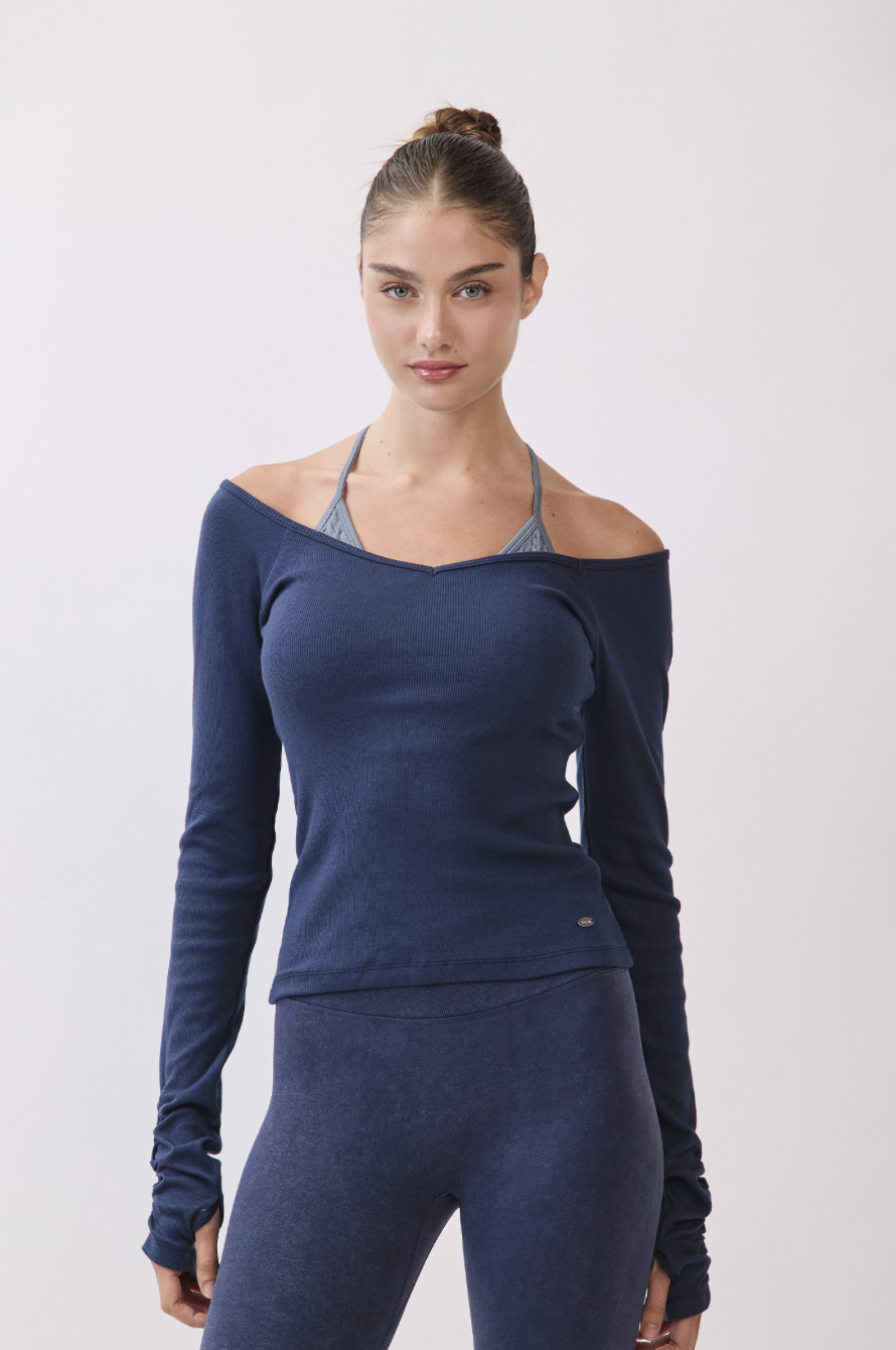 TL134 RIBBED L/SLEEVE T-SHIRT D.GRAY サイズ: S/M