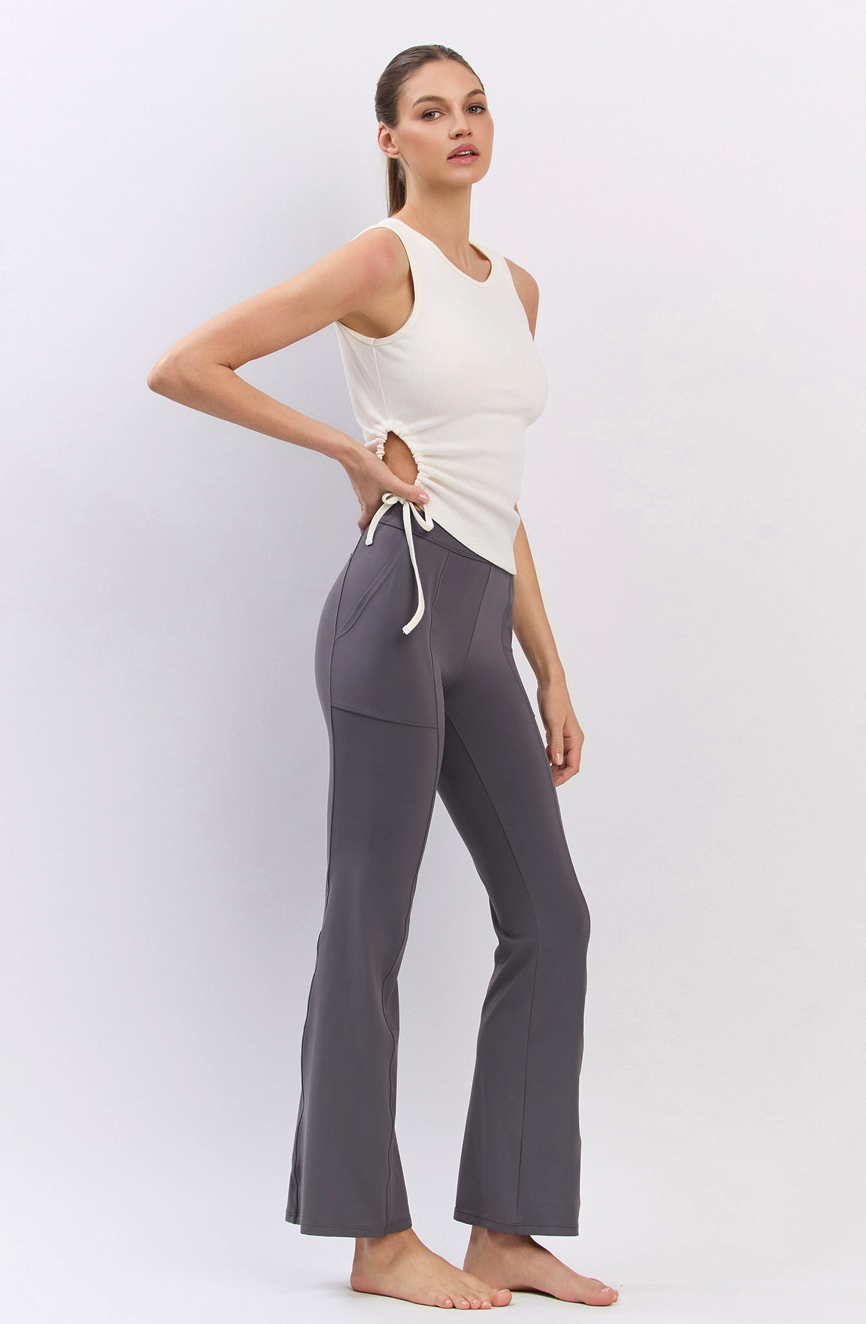PL408 SLIT BOOT-CUT PANTS CHARCOAL サイズ: S/M