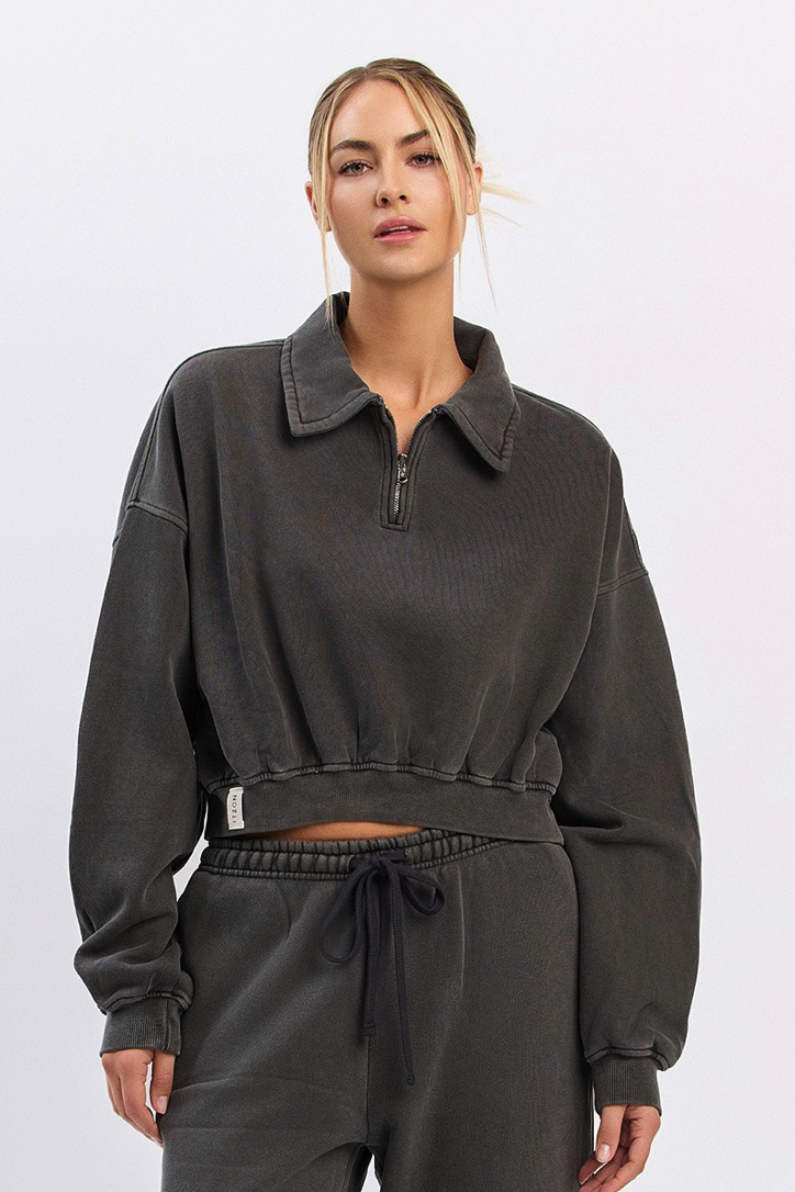 TL207 COLLAR HALF-ZIP CHARCOAL FADE