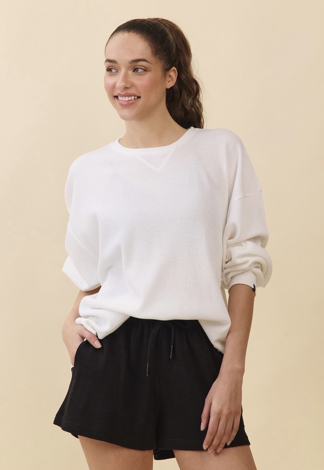 TL138 SOFT WAFFLE LONG TEE WHITE SOLID サイズ: ONESIZE