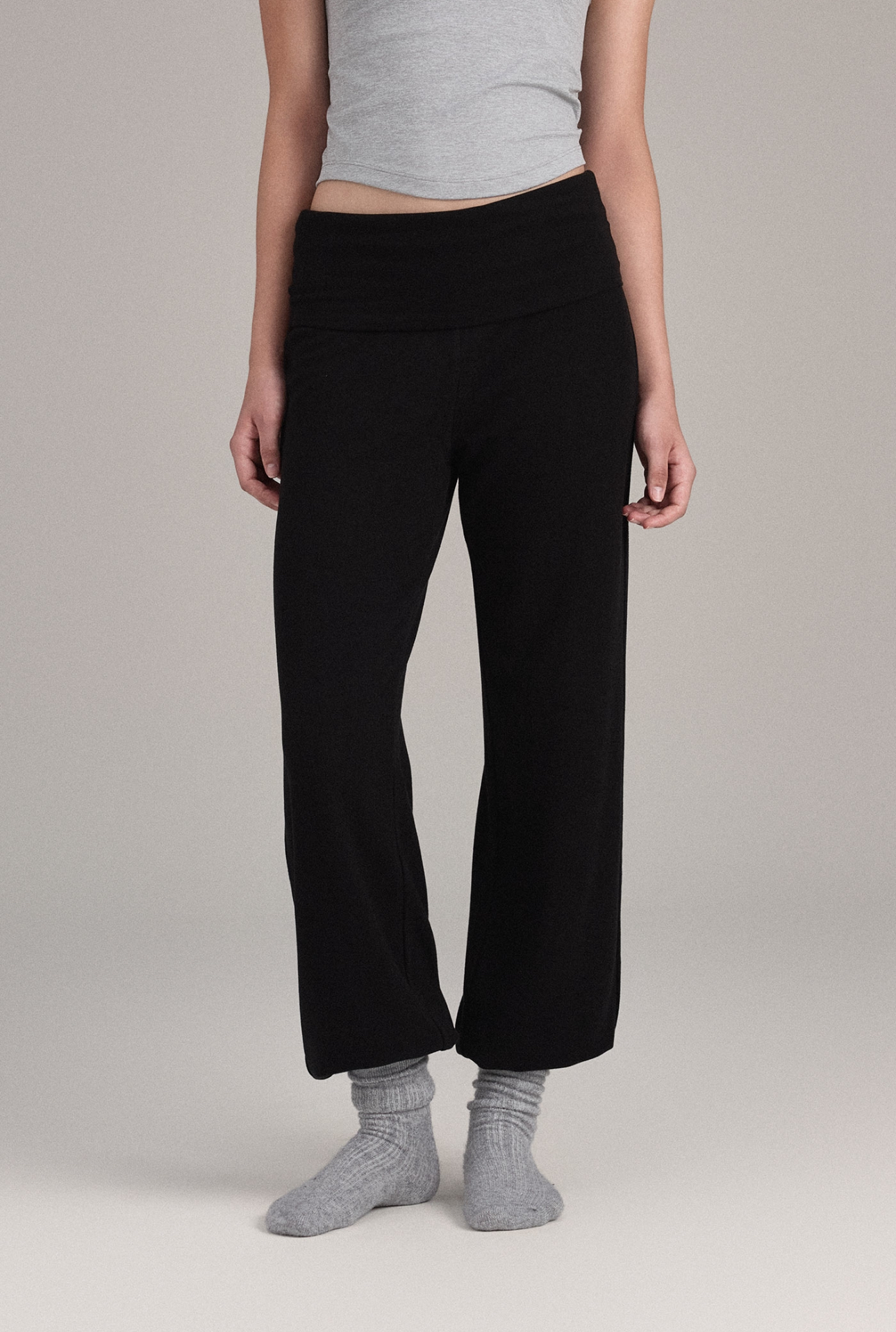 PL455 MICRO STRAIGHT-LEG PANTS BLACKSOLID