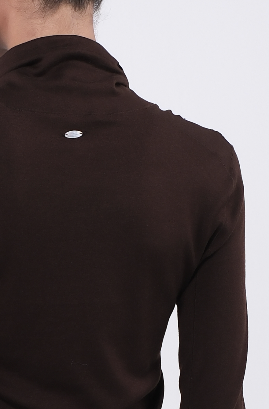 TL132 L/SLEEVE MOCKNECK T-SHIRT BROWN サイズ: S/M