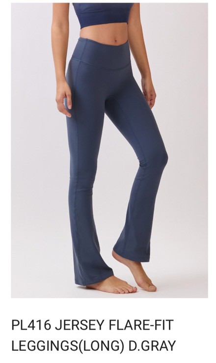PL416 JERSEY FLARE-FIT LEGGINGS(LONG) D.GRAY サイズ: S/M