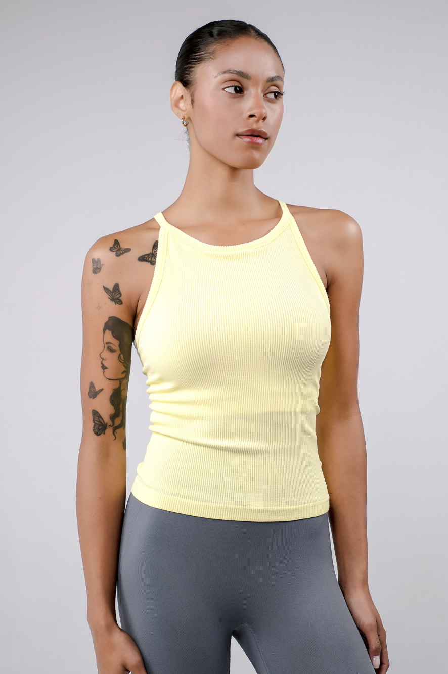 TT002 SIGNITURE HALTER TANK YELLOW サイズ: S/M