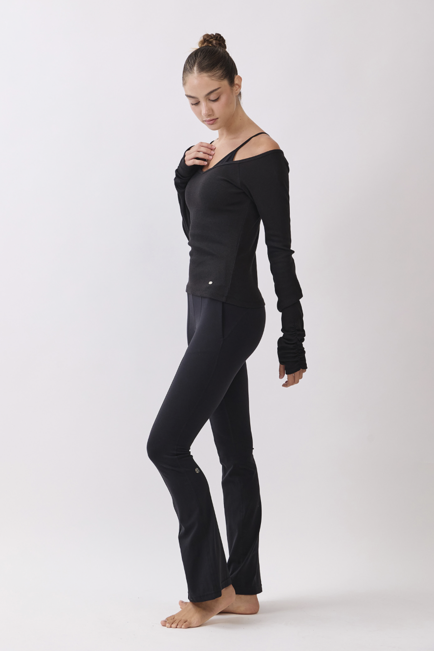 TL134 RIBBED L/SLEEVE T-SHIRT BLACK サイズ: S/M