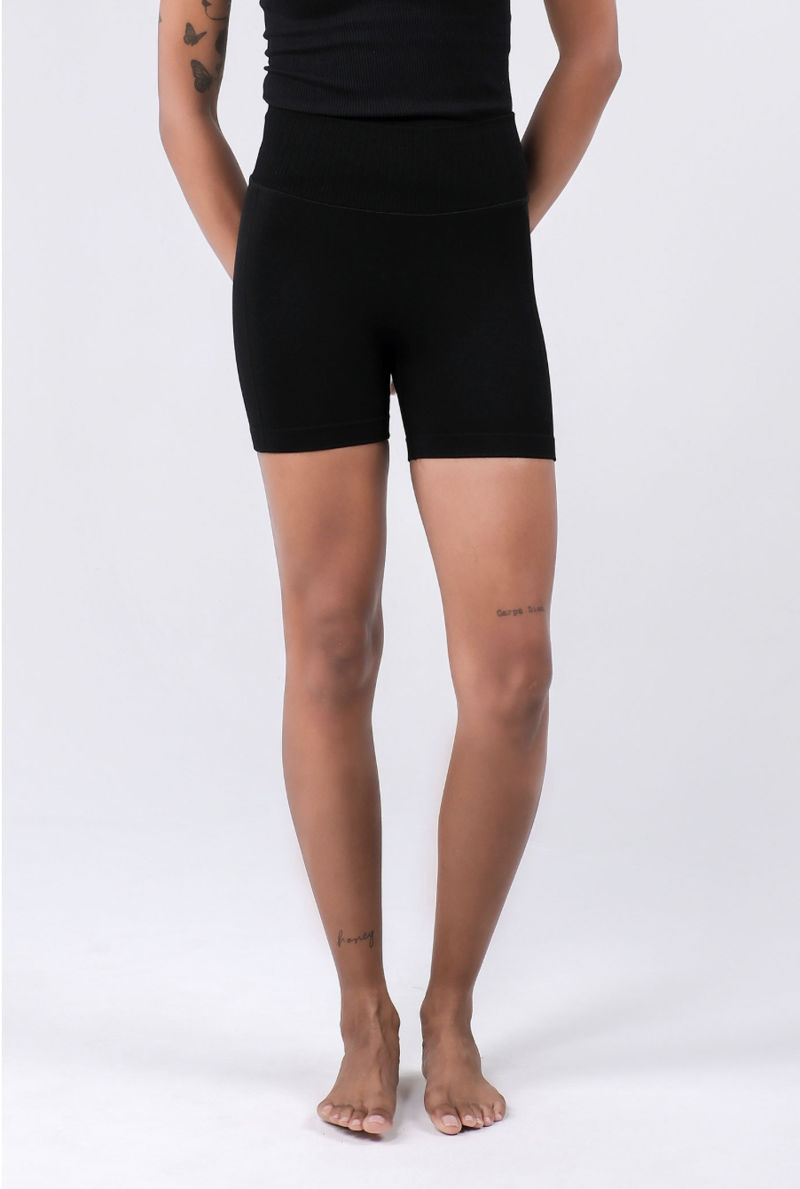 PS441 DOUBLE 3/4 SHORTS BLACK サイズ: S/M