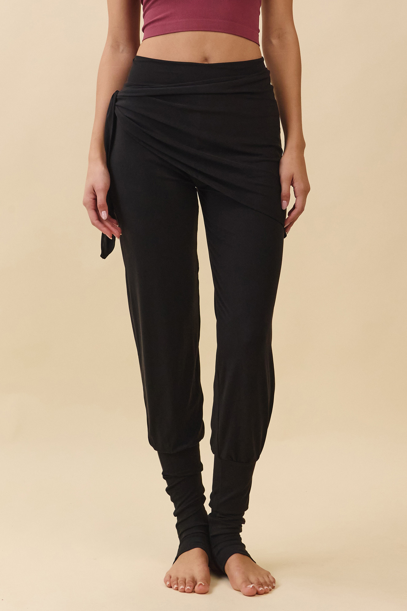 PR473 RELAX WRAP COVER-UP PANTS BLACK SOLID