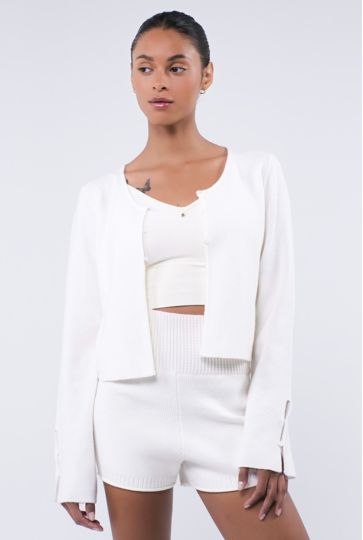 SC244 STRAP CARDIGAN IVORY