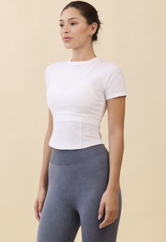 TS121 ESSENTIAL SLIM SHORT TEE WHITE SOLID サイズ: S/M