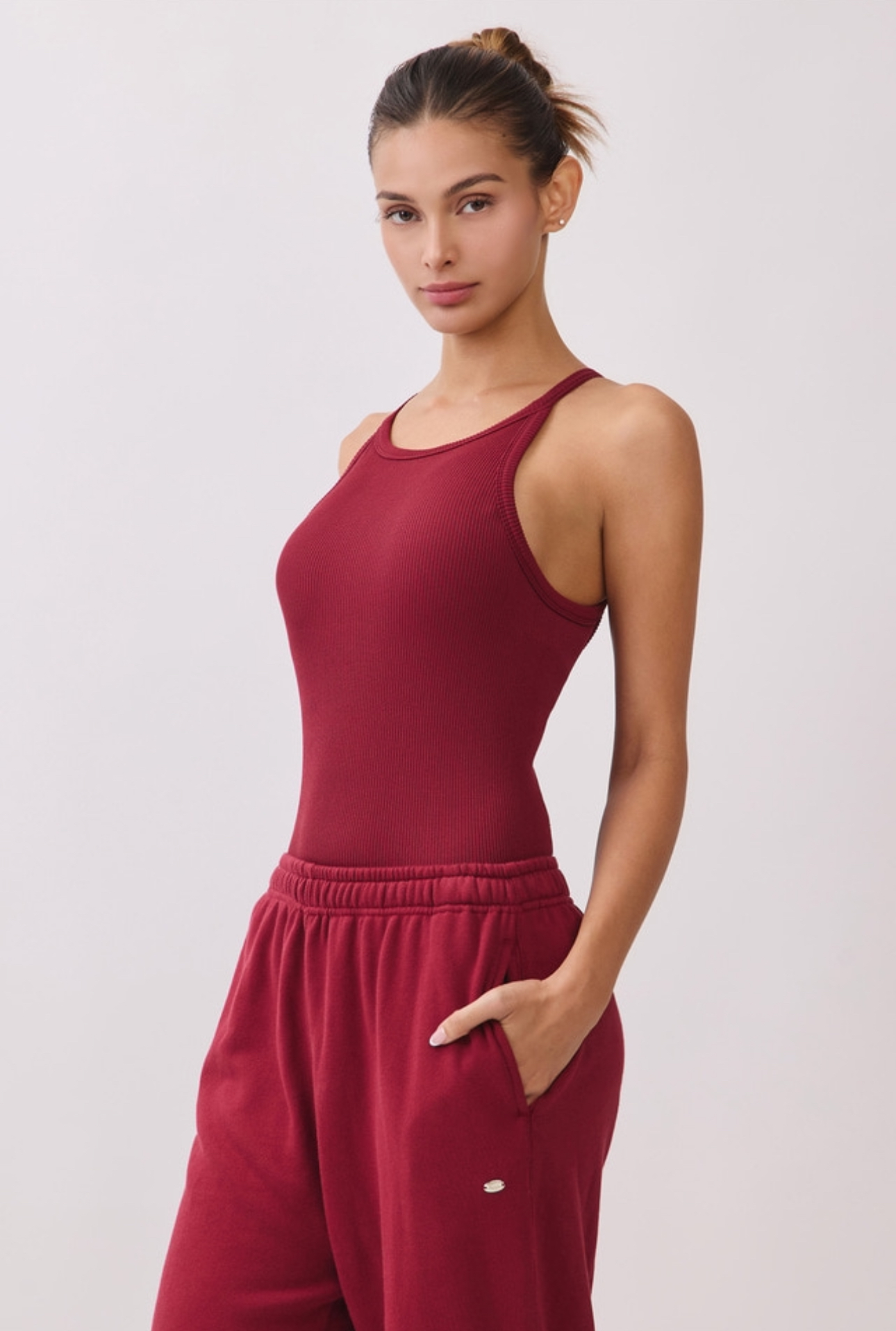TT002 SIGNITURE HALTER TANK BURGUNDY サイズ: S/M