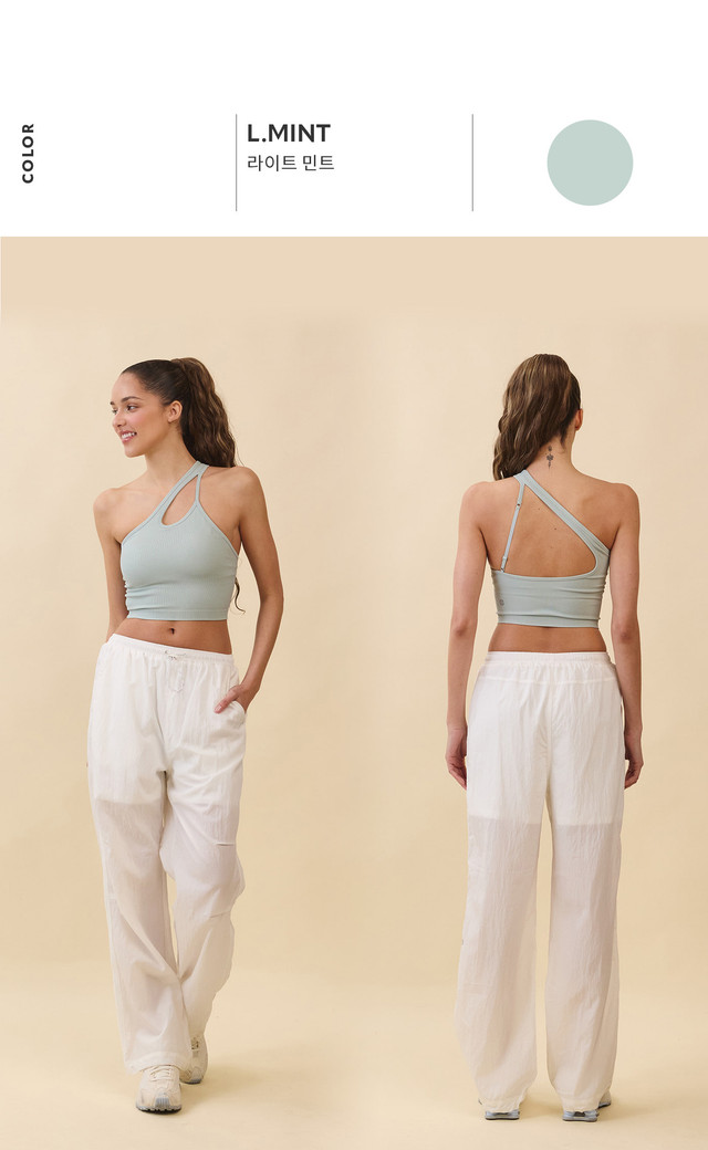 TT044 CONTOUR ONE-SHOULDER TANKTOP L.MINT SOLID サイズ: S/M