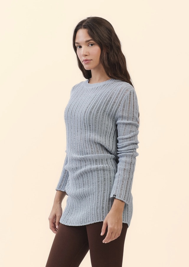 SP205 SHEER COVER-UP KNIT SKY BLUE SOLID サイズ: F