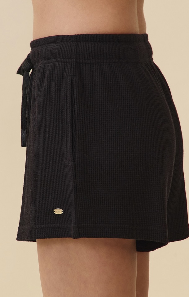 PH467 WAFFLE LOUNGE SHORT PANTS BLACK SOLID サイズ: S