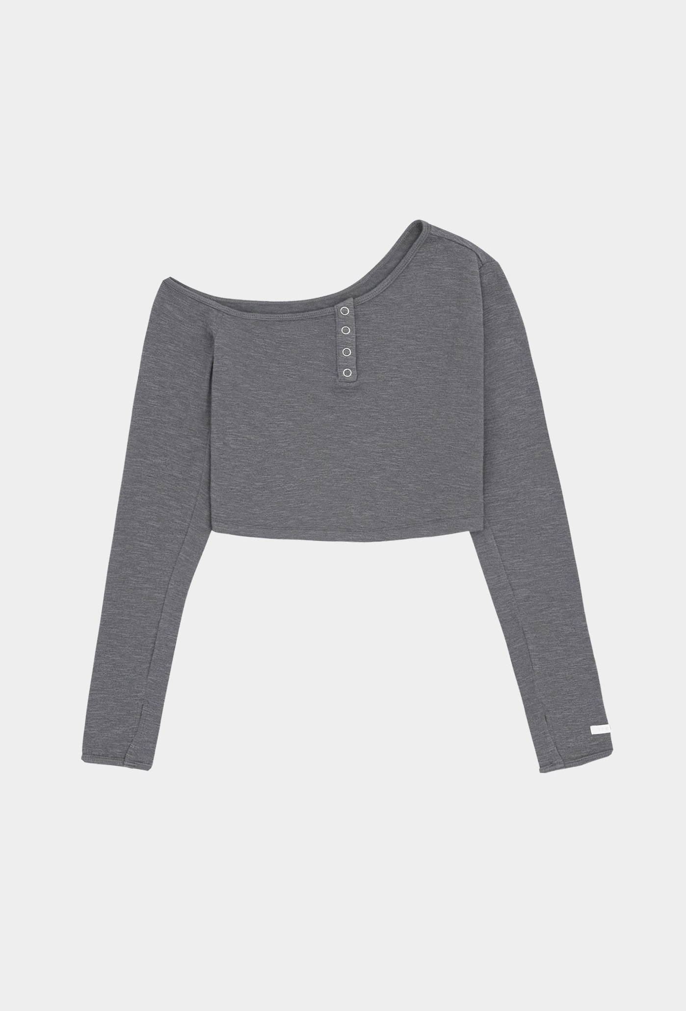 TL152 ASYMMETRIC CROP TOP CHARCOAL SOLID サイズ: SS
