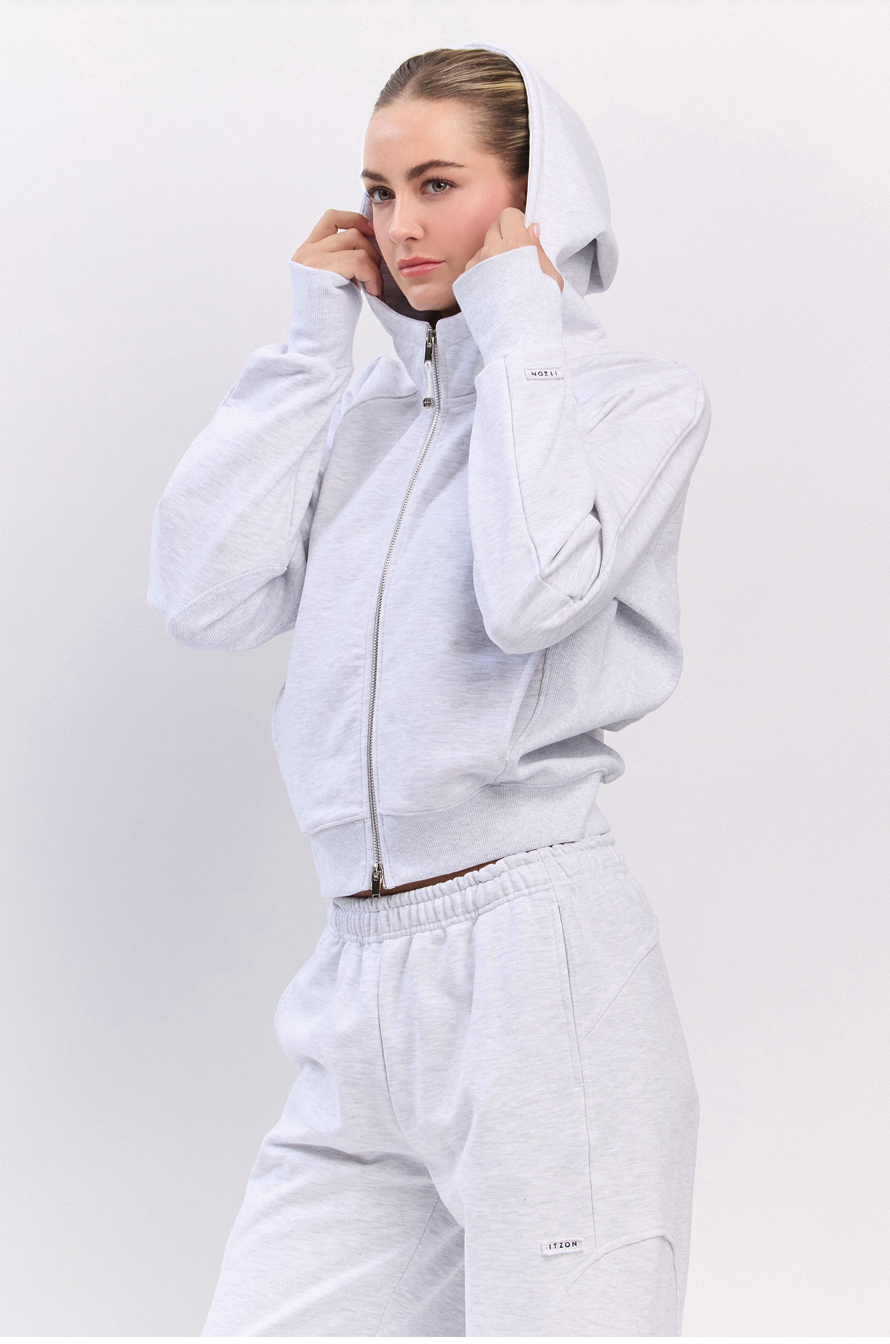 TZ141 RIBBED BLOCK ZIP-UP L.GRAY サイズ: ONESIZE