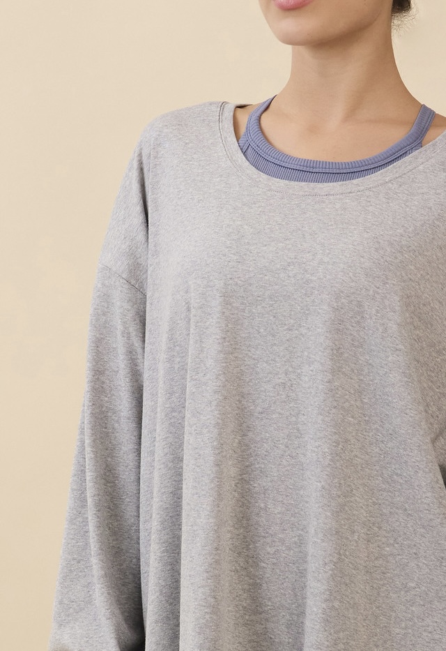 TL141 PURE COTTON LONG TEE M.GRAY サイズ: F